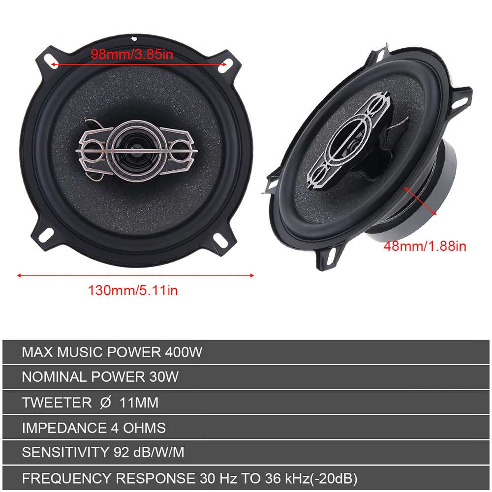 Speaker Mobil HiFi 4 Way 5 Inch 400W 2 PCS - YL-1398B - Black