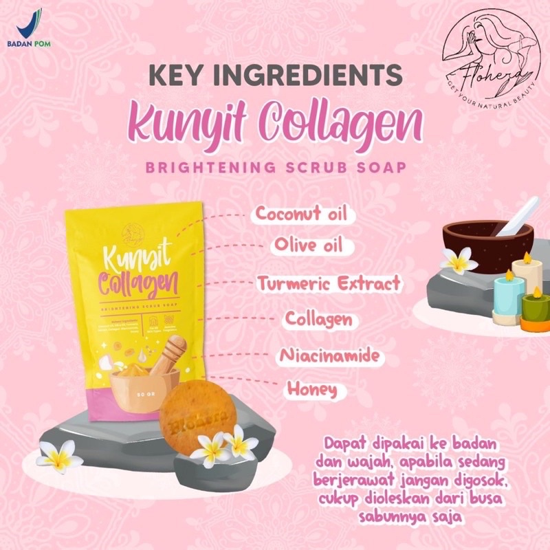 [READY] SABUN WHITENING KUNYIT FLOHERA COLLAGEN SOAP WAJAH DAN BADAN