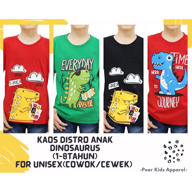 Kaos Anak Distro Dinosaurus Dino Baju Anak Lucu Usia 1-8 Tahun For Unisex Laki-laki Perempuan Kediri