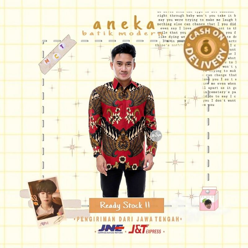 ATASAN KEMEJA HEM BATIK PRIA LENGAN PANJANG M L XL XXL LD 120 CM KONDANGAN KERJA KANTOR KEKINIAN MOT