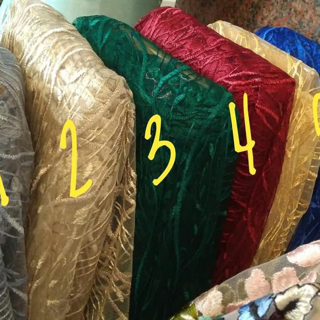 Bahan Kebaya Tulle Rambat Akar/ Kain Brokat/ Tille Akar