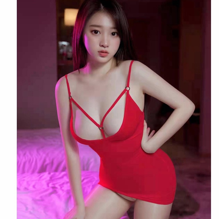 Lingerie Seksi Baru Seksi Es Sutra Transparan Seragam Rok Pendek Mini Hip Dress