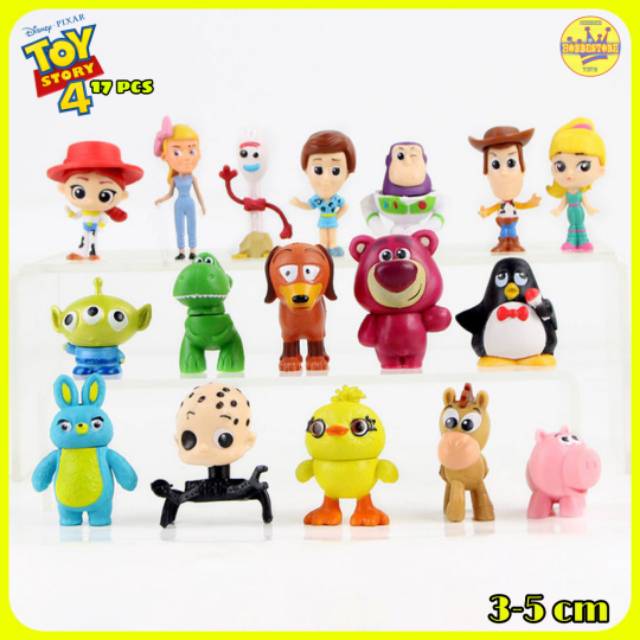 Action Figure TOY STORY 4 isi 17 pcs - Miniatur Topper Pajangan Mainan Woody Buzz