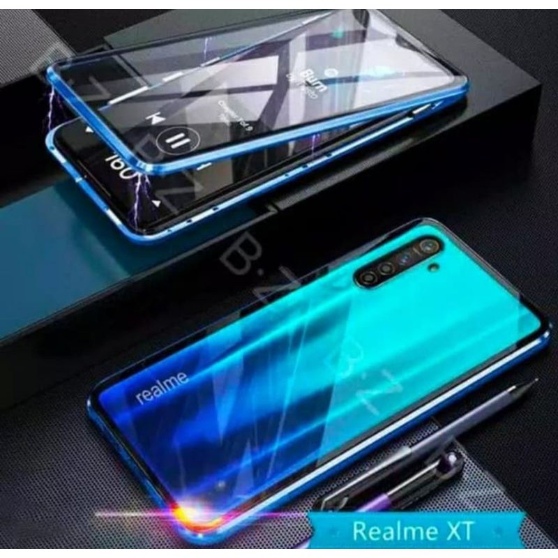 case Oppo realme XT double glass depan belakang kaca case magnet