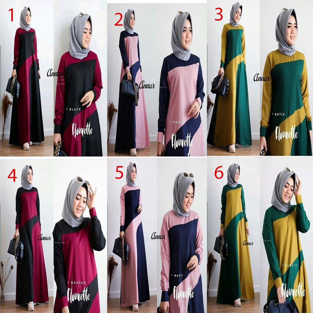 Gamis Kombinasi  Gamis Syar'i Mewah Tapi Murah Bahan Moscepe Halus Adem Di Pakai  NO hijab