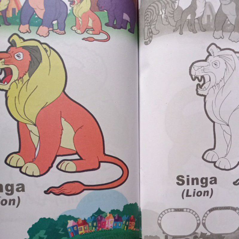 Buku Mewarnai Hewan Buas Untuk Paud Tk