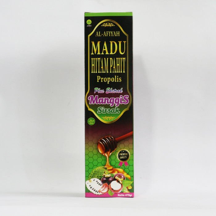 

Madu Hitam Pahit Propolis Plus Ekstrak Manggis Sirsak