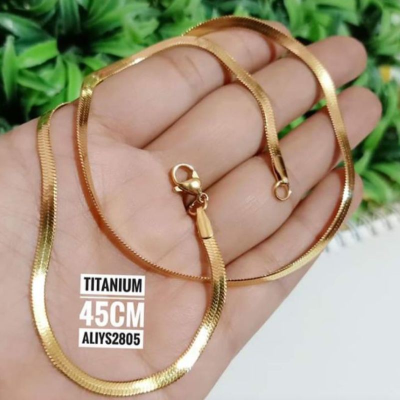 kalung pipih titanium cowok cewek anti karat