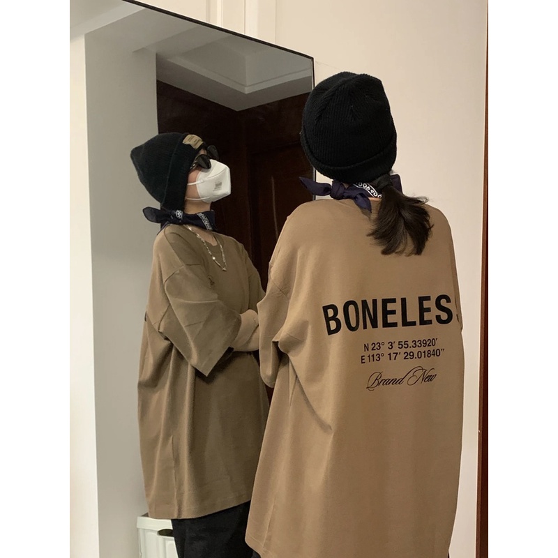 Premium brown new kekinian korean style couple oversize t shirts original (BONELES)