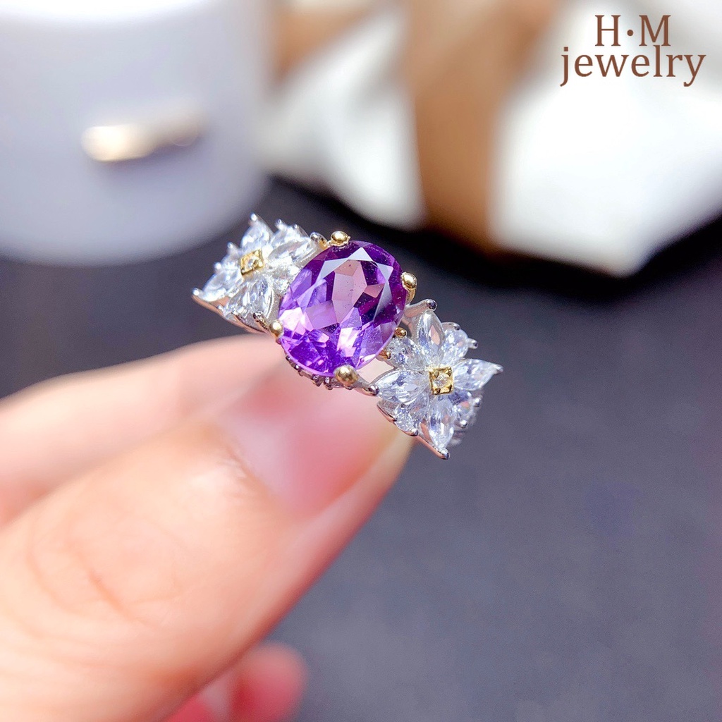 Cincin Desain Daisy Amethyst Natural