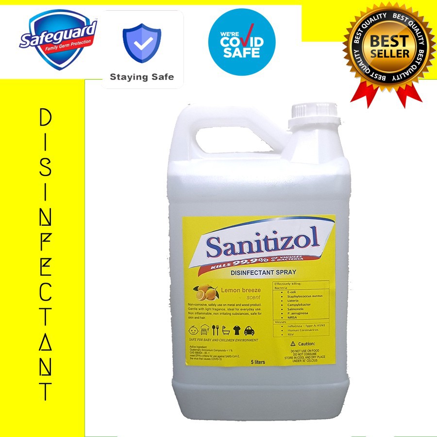 SANITIZOL CAIRAN DISINFEKTAN RUANGAN WANGI LEMON 5L CAIRAN ANTI BAKTERI MEMBUNUH VIRUS