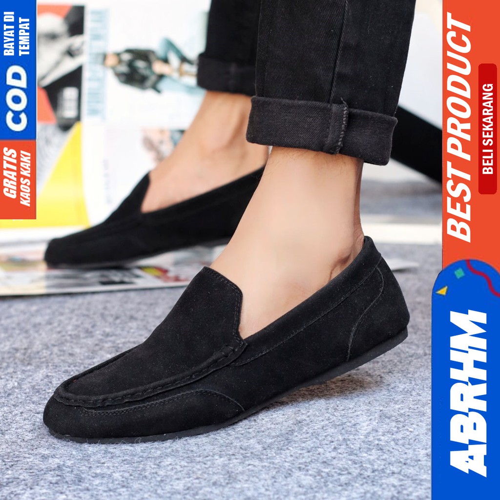 MODNEK Sepatu Slip On pria Kulit Sintetis Sepatu Pria Casual Anti Slip Cowok