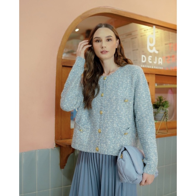 LYDIA TWEED CARDIGAN BENANG JARUM