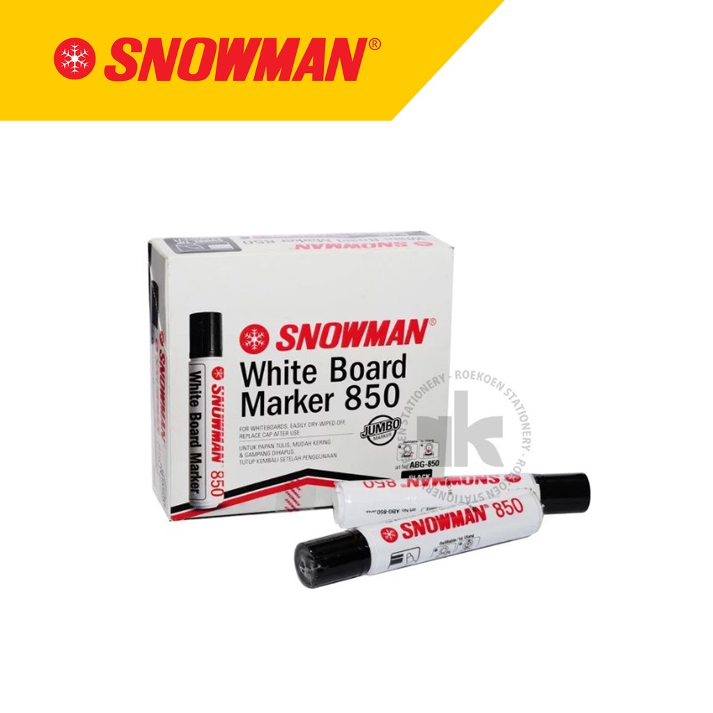 

Snowman Whiteboard Marker Spidol Jumbo Hitam ABG-850 Black (Chisel Tip)