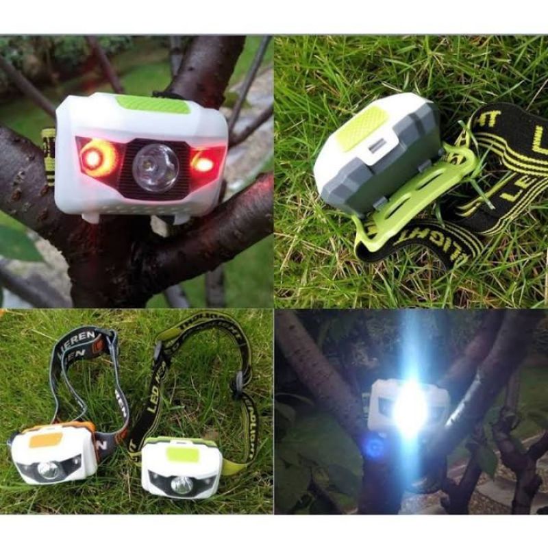 lampu senter kepala led mitsuyama, headlamp mata kucing, anti air, terang, senter camping, senter pe