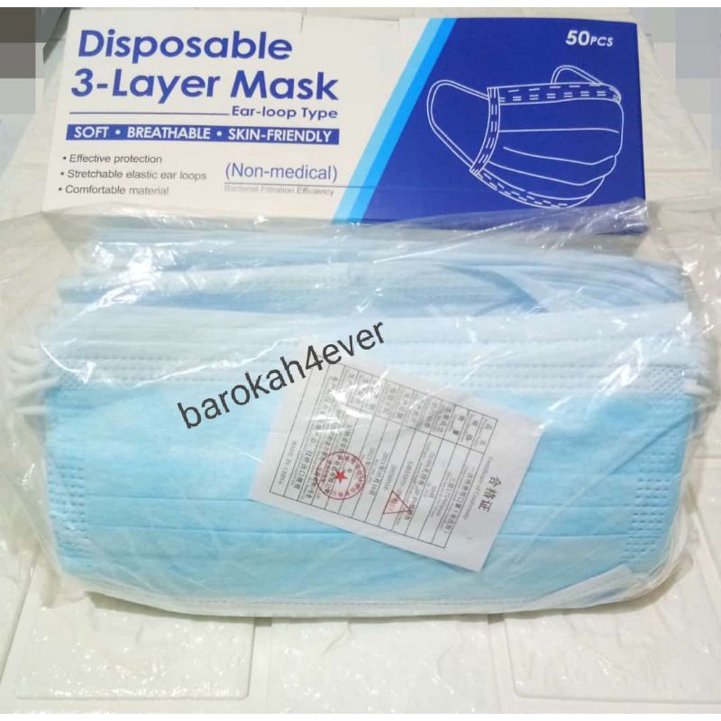 Masker DISPOSABLE 3 Ply Earloop