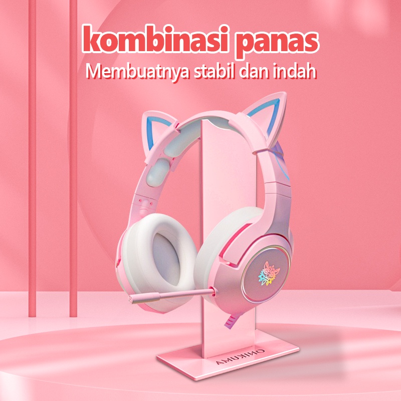 Onikuma ST-1 Pink Portable Gaming Headset Stand untuk Gamer PC Game Aksesoris Desktop Headphone Stand