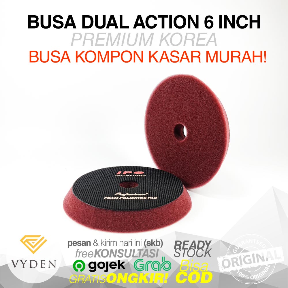 MURAH IPO 6in Thin Pad 3 Warna Dual Action Kompon Kasar Halus Wax Busa Mesin Poles Mobil