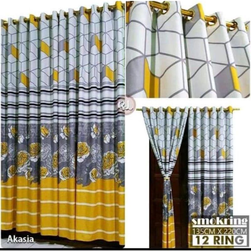 Gorden Smokering/ukuran 130 x 220cm /Gorden polos /Gorden cantik