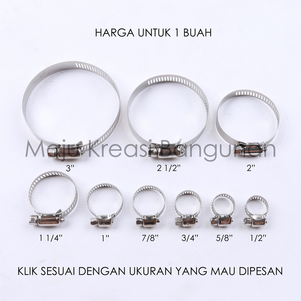 Klem Pengunci Selang Cincin Besi Gas LPG Regulator Hose Clamp 1/2 3/4 7/8 5/8 1 1 1/4 2 3 Inch Inci