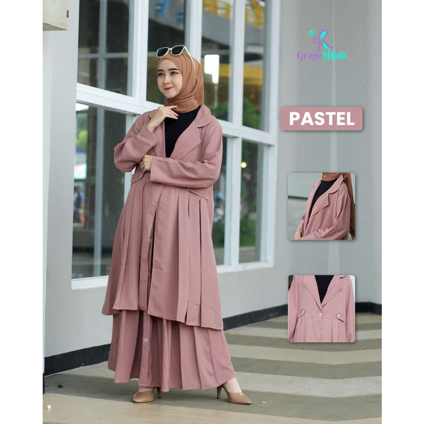 ROK PLISKET KHARINDA setelan one set rok blezer baju kerja wanita ILMI WOLFIS PREIMUM model Busana Kerja Muslim Wanita Syari Terbaru kerja kuliah remaja ootd