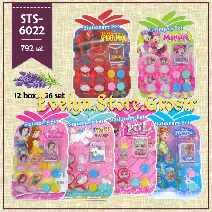 

STATIONARY SET 6022 PAKET STEMPEL 8 IN 1 DENGAN BANTALAN STAMP KARAKTER ANAK