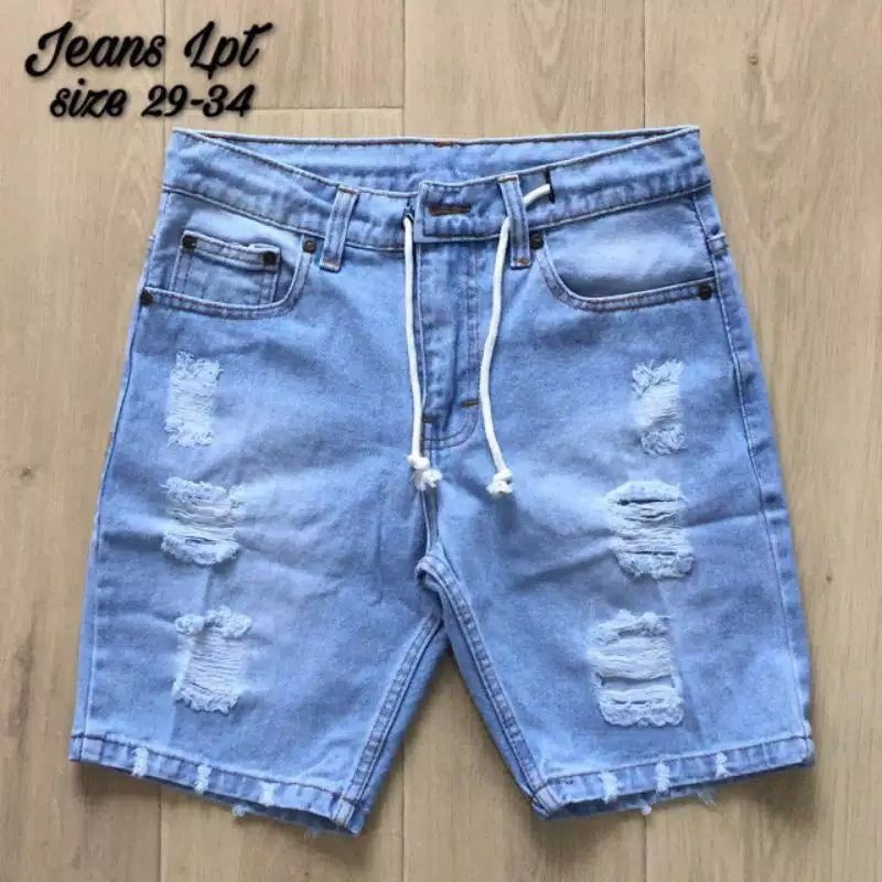 [Bisa COD]Celana Jeans Pendek Sobek Pria Wisker Jeans Pendek Ripped Robek Pria Premium