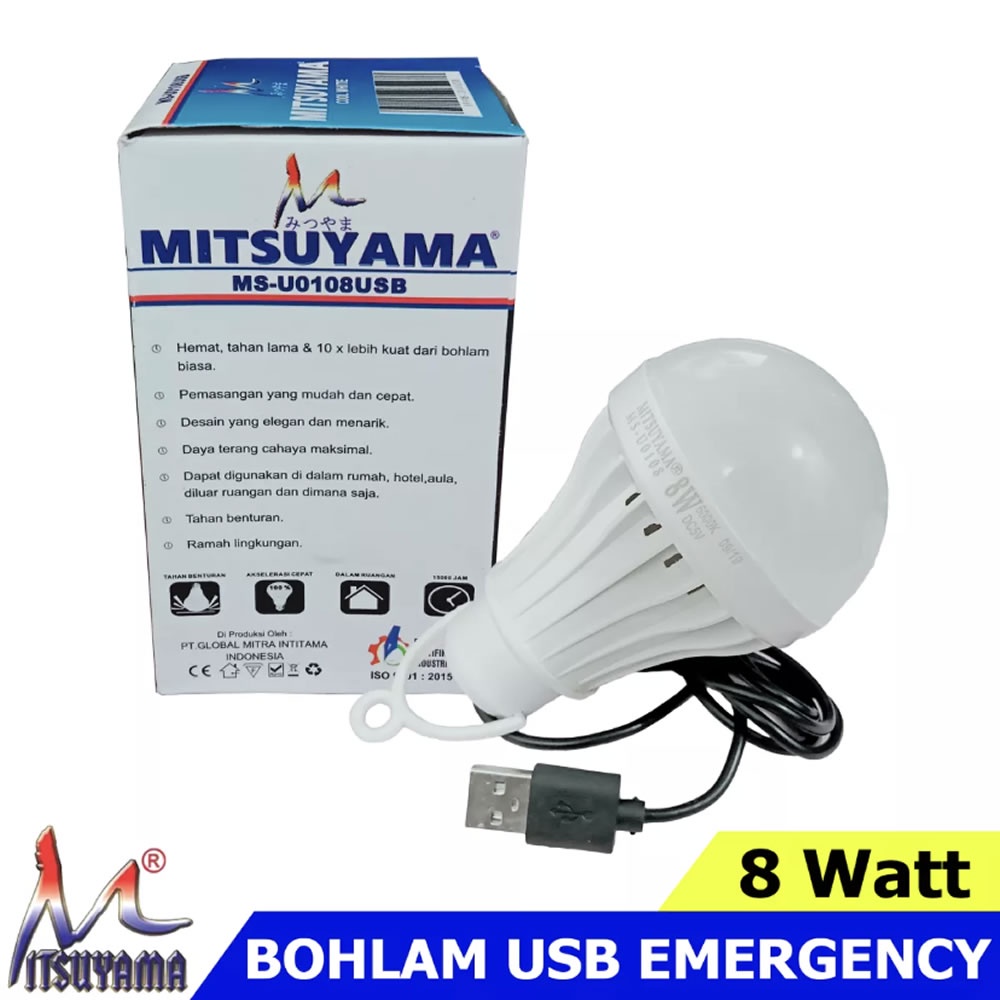 Bohlam USB 8 Watt Lampu LED MS-U0108USB Mitsuyama Kabel 1,5 Meter