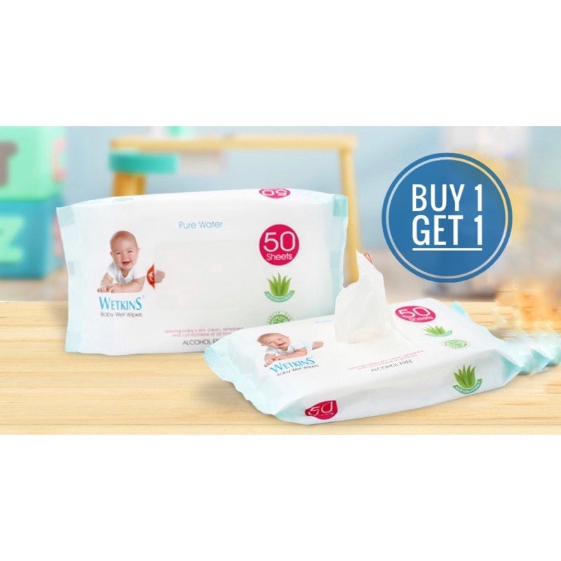 TISSUE BASAH WETKINS BABY WET WIPES BUY 1 GET 1 | TISSUE BASAH BELI 1 GRATIS 1 [SWEETSPACE]