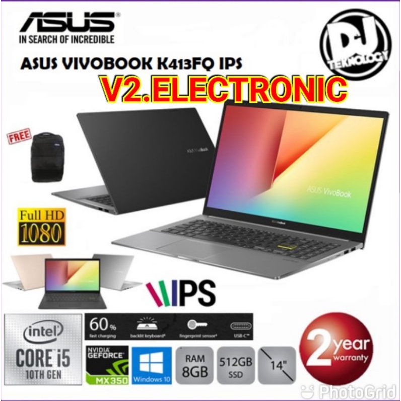 Laptop Asus K413FQ Intel Core i5-10210U | VGA 2GB MX350 | RAM 8GB | SSD 512GB | Windows 10