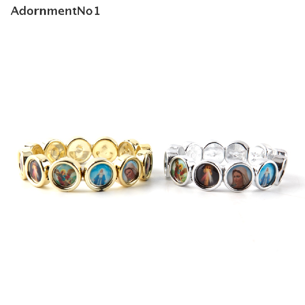 (AdornmentNo1) Gelang Tangan Rosario Katolik Motif Tulisan Icon JESUS SAINTS Maria Angel Ukuran 15mm