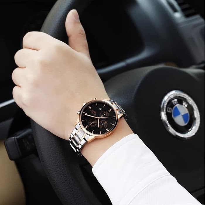 Relogio masculino GUANQIN Mens Watches Top Brand Mewah Quartz - Hitam