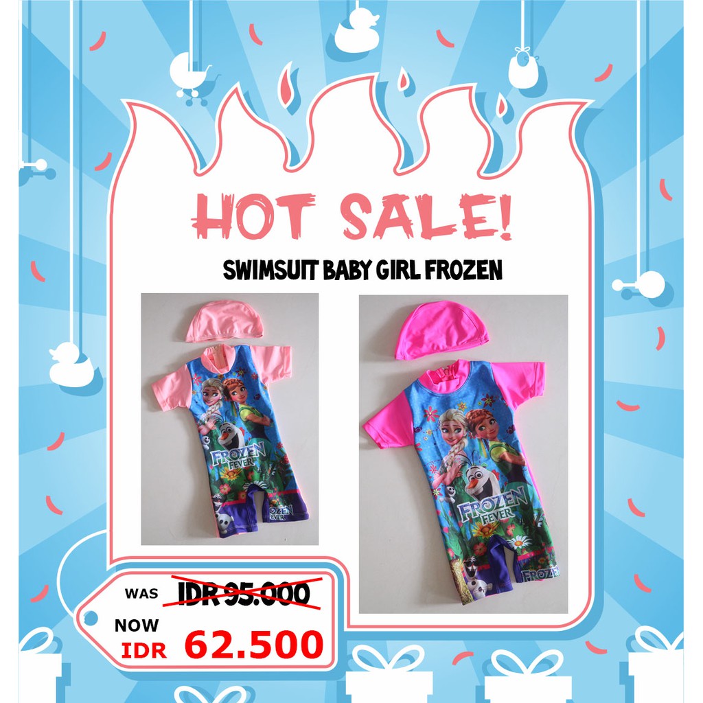 Baju Renang Bayi Swimsuit Baby Swimwear M-L-XL motif FROZEN