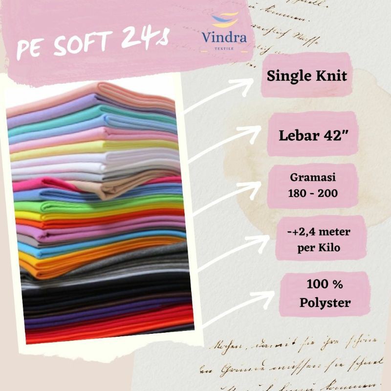 Kain Kaos Pe Soft 24s | Kain Kiloan