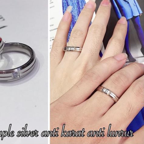✭ Cincin titanium couple simpel 3warna / cincin nikah / cincin kawin ۞