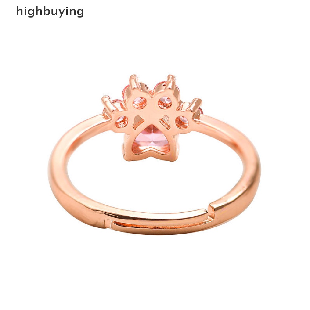 Hbid Cincin Kawin / Tunangan Kristal zircon Model Cakar Kucing Warna pink Untuk Wanita