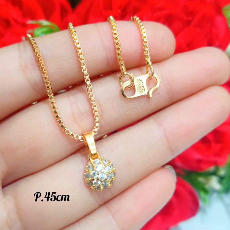 Set perhiasan wanita Asia elegan,elok permata zircon anti karat Gold