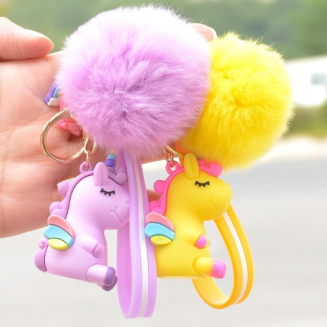 Gantungan Tas Unicorn bag charms gantungan kunci unicorn pom pom import original kado ultah unicorn murah hiasan tas unicorn