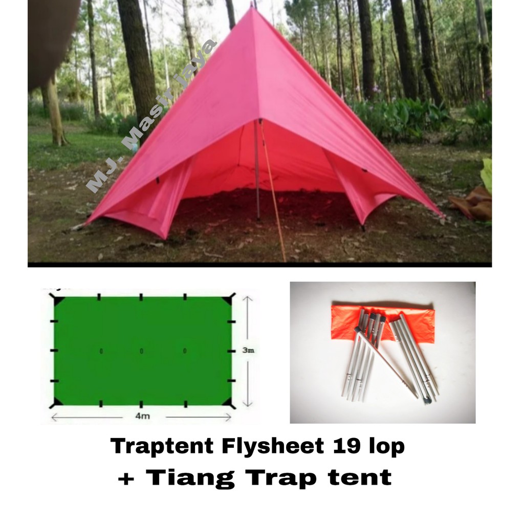 TRAPTENT FLYSHEET 3x4 19 LOP + TIANG ALUMUNIUM ALUMUNIUM TRAPTENT