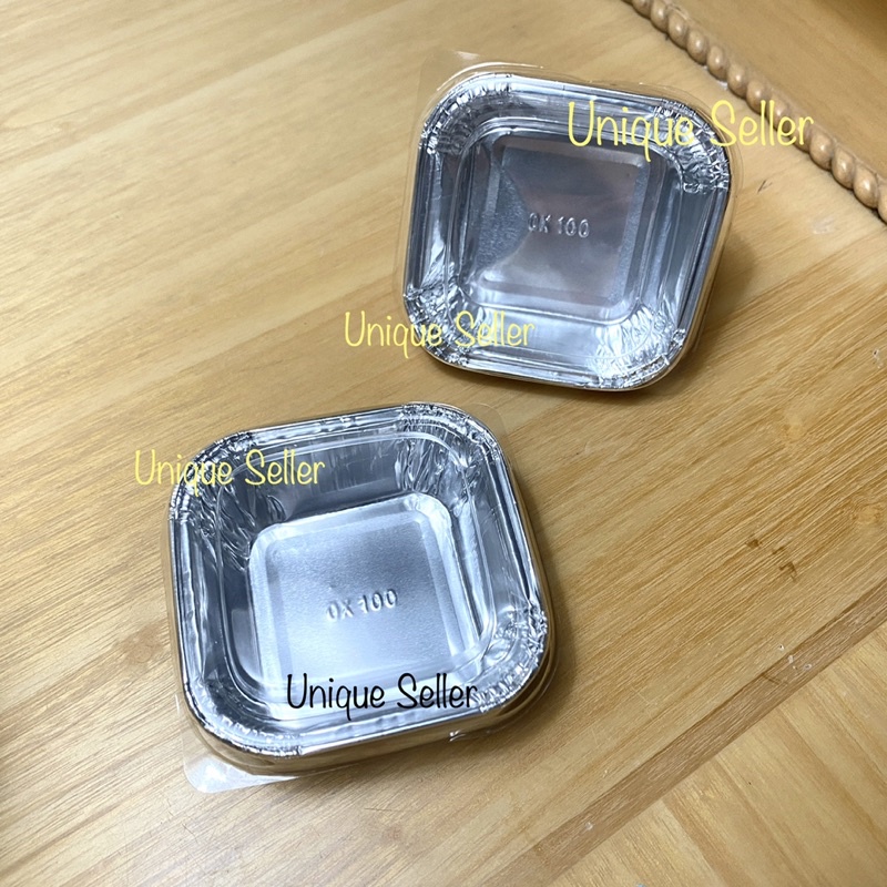 Aluminium Foil Cup OX 100 + Tutup Mika / Alufoil Tray Kotak Kecil OX 100 Tanpa Tutup / Aluminium Foil Pastel Tutup