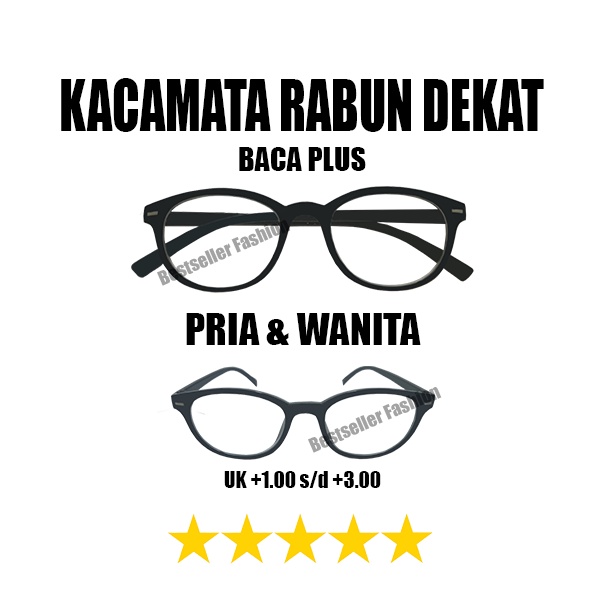 Kacamata Baca Plus Bulat Oval +1.00 s/d +3.00 Model Pria/Wanita Murah Kacamata Rabun Dekat Unisex NOCASE