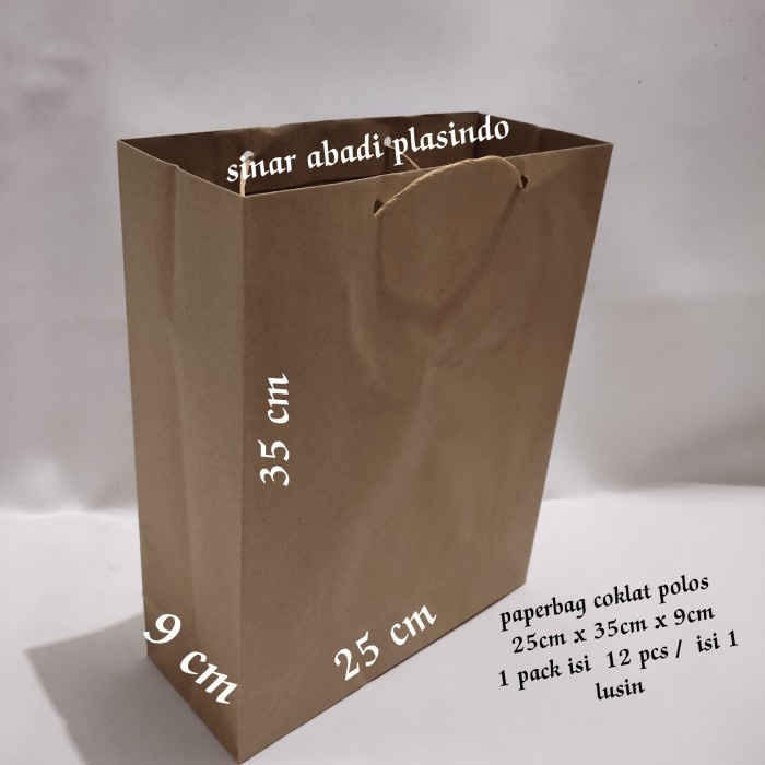

READY COD paperbag / paper bag belanja, uk 25x35x9cm, kantong belanja 1lusin/12p GRATIS ONGKIR