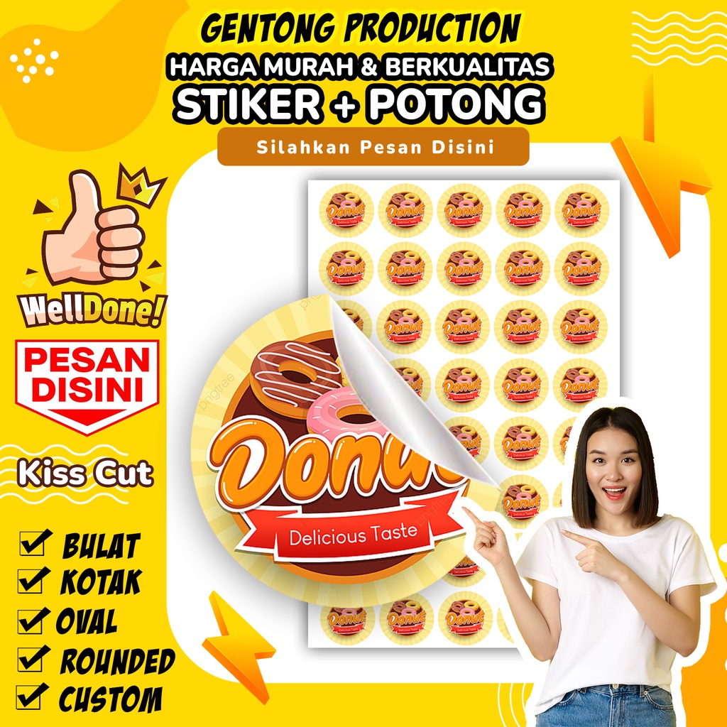 

Label Makanan / Cetak Stiker Bulat Custom / Sticker Label Logo Makanan / Label Kemasan stiker cutting
