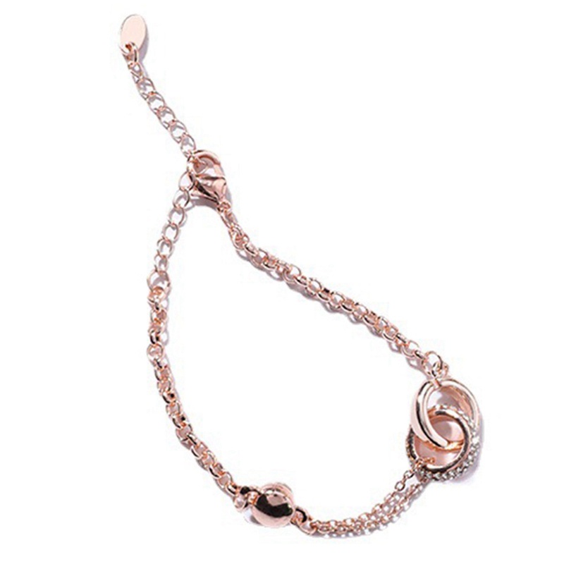 Fancyqube Gelang Double Ring Aksen Kristal Gaya Korea Untuk Pelajar