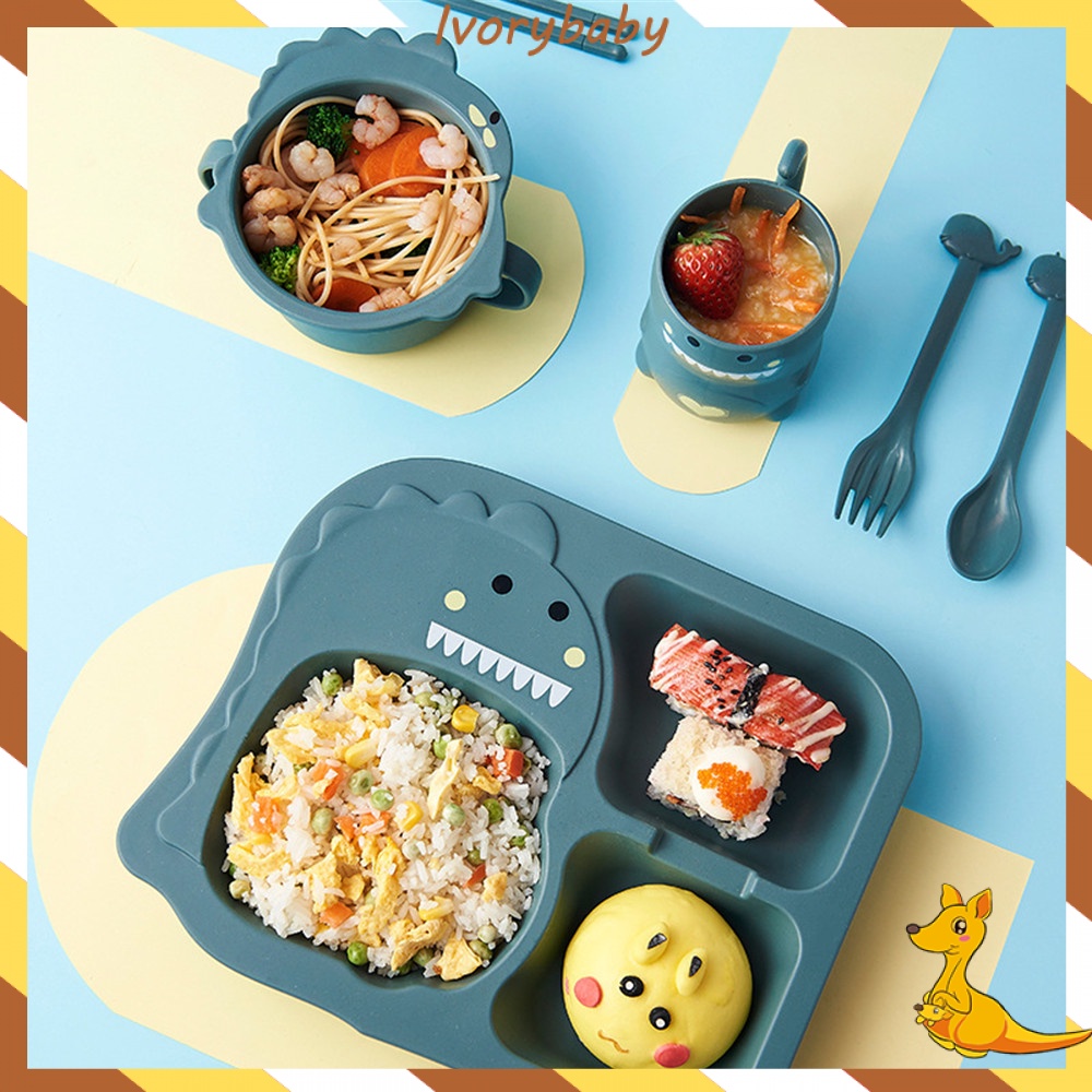 Ivorybaby Feeding set bayi motif lucu piring makan anak peralatan makan bayi