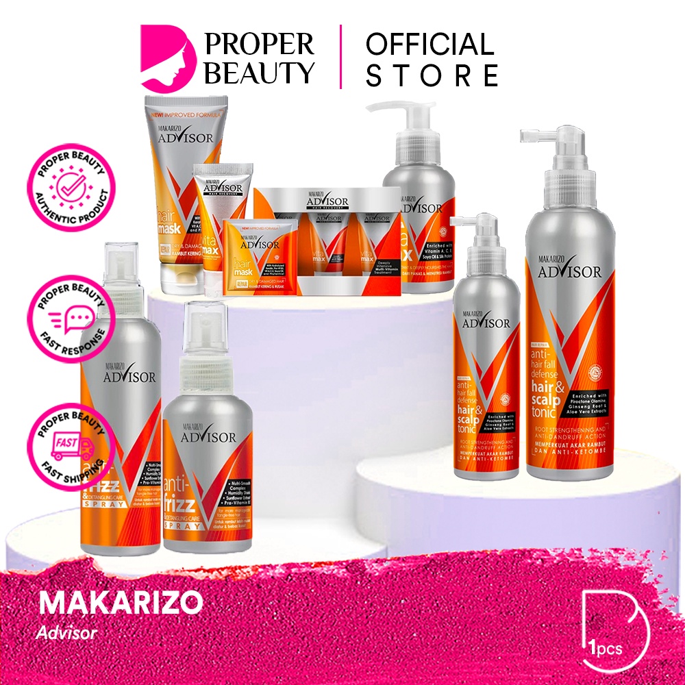 MAKARIZO Advisor Indonesia / Hair Scalp Tonic Energy Fibertherapy Conditioning Shampoo Creambath Easy Straight Scentsations Fragrance Vitaglitz Vitacaps Vitamax Mask Rebonding / Shampo Sampo Kondisioner Pelurus Serum Vitamin Perfume Parfum Mist Rambut