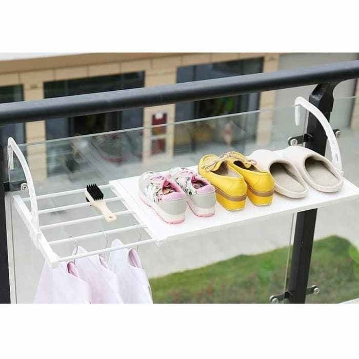 hanger balkon lipat | jemuran baju sepatu balkon serbaguna