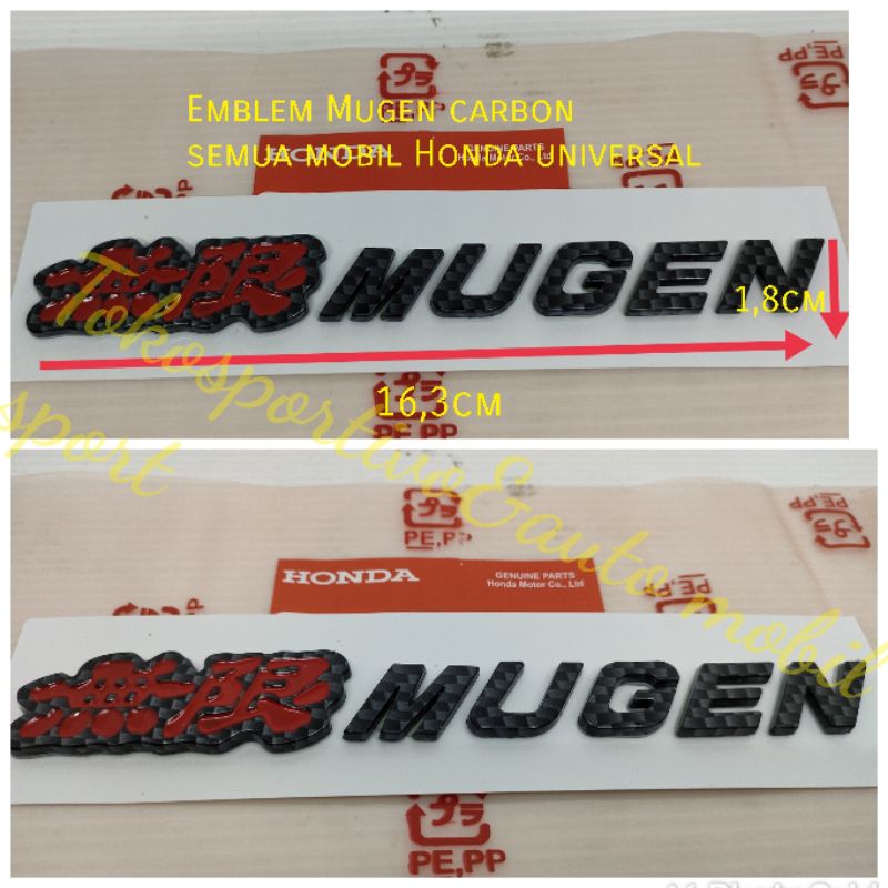 Emblem Lambang stiker Tulisan Huruf Honda Mugen carbon universal Honda Emblem Mugen Honda carbon