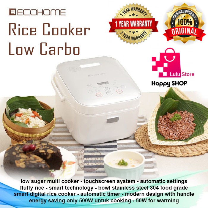 Ecohome Rice Cooker Low Carbo Sugar Low Watt Less Sugar Anti Diabetes