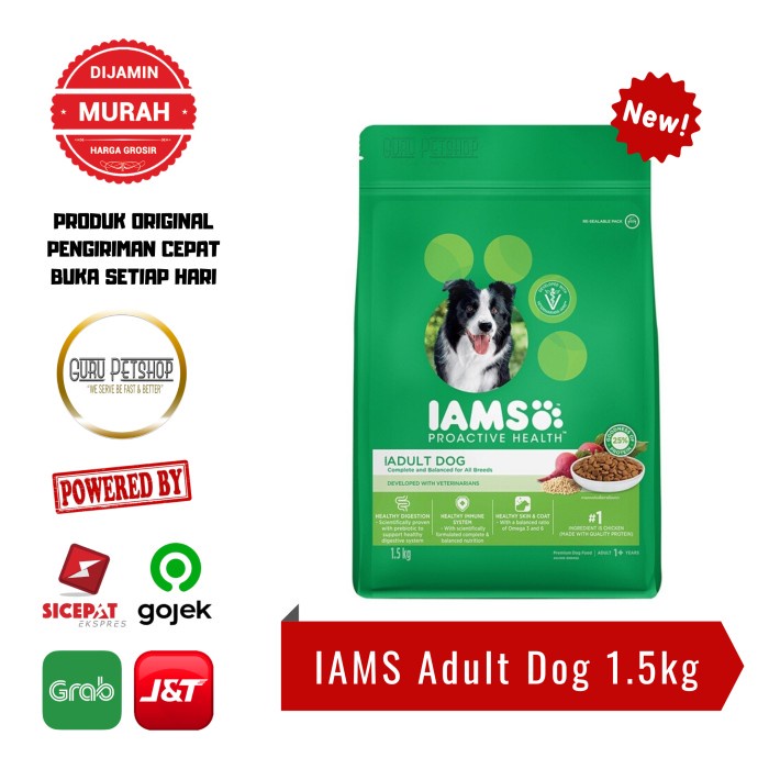 IAMS Dog Food Adult 1.5kg Freshpack Makanan Anjing IAMS Adult Dog